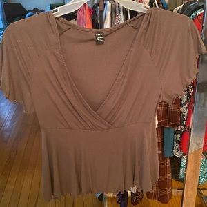 Frilled top with low cut neck